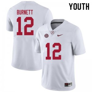 NCAA Youth Alabama Crimson Tide #12 Logan Burnett Stitched College 2020 Nike Authentic White Football Jersey GY17D12DM